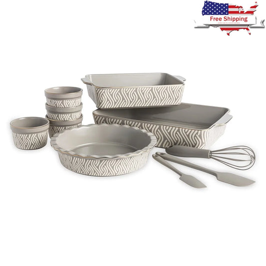 Feature Stoneware Bakeware Set With Spatulas And Whisk