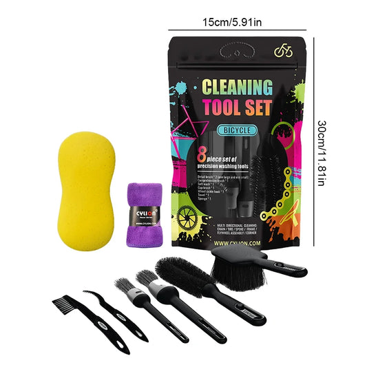 Hign-concerned Bicycle Cleaning Tools Set 8 Piece Brush Kit