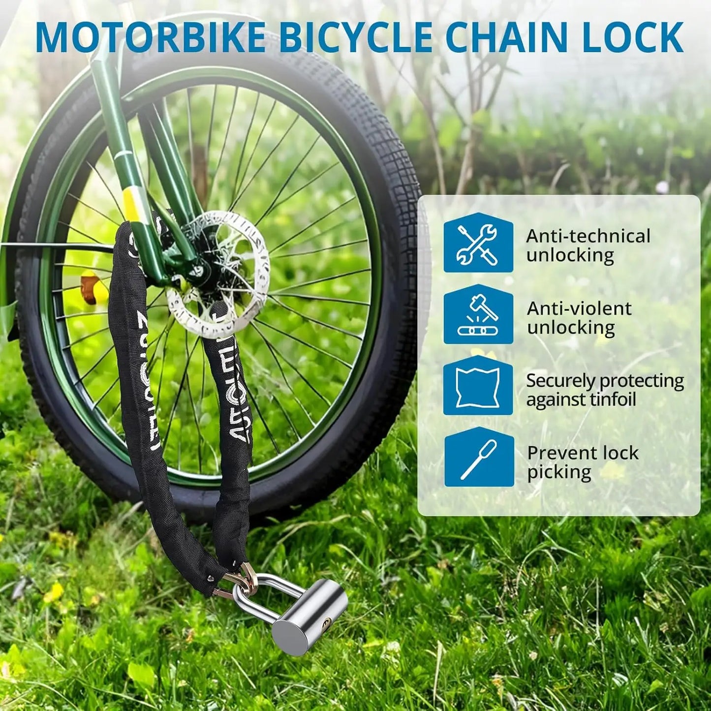 Autoutlet U Lock Chain For Motorcycle And Bicycle Security