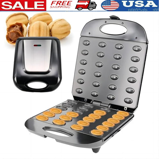 1400W Walnut Cookie Maker 24 Holes Non-Stick Waffle Bread Machine Easy to Use Baking Equipment