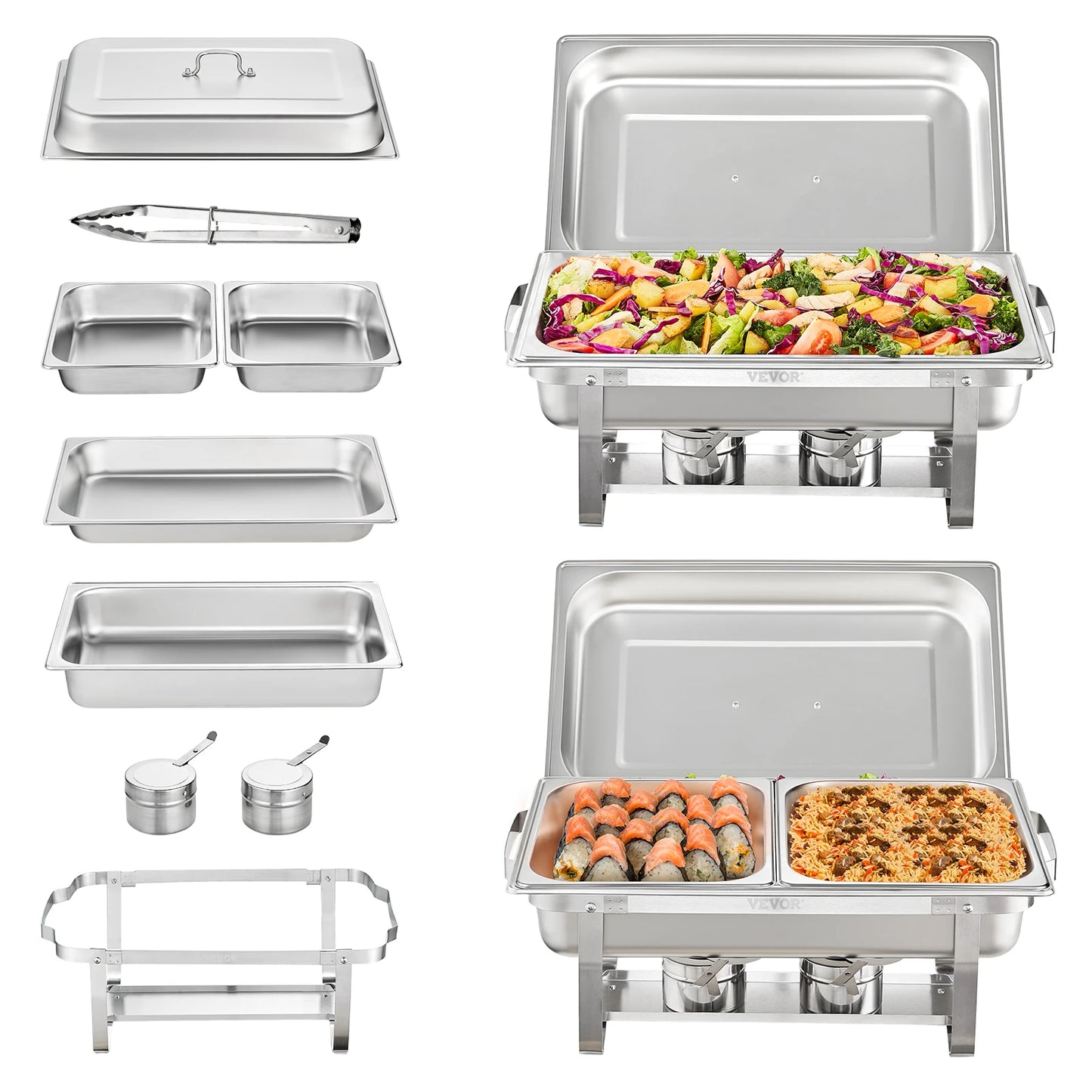 VEVOR Chafing Dish 2 4 6 Pack Rectangular Buffet Warmer