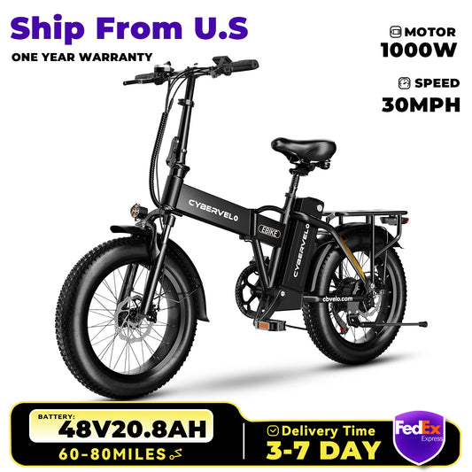CYBERVELO 1000W Folding Electric Bike With 48V Battery