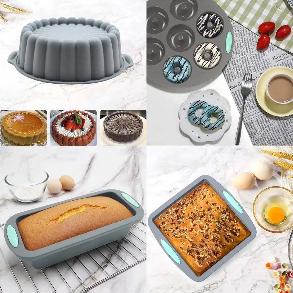 49 Pieces Silicone Bakeware Set Nonstick Molds For Cakes