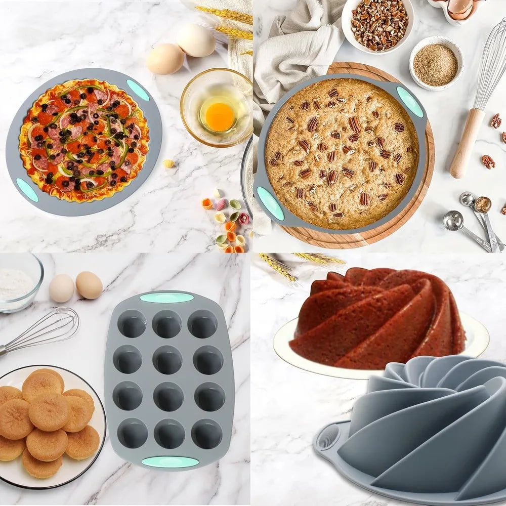 49 Pieces Silicone Bakeware Set Nonstick Molds For Cakes