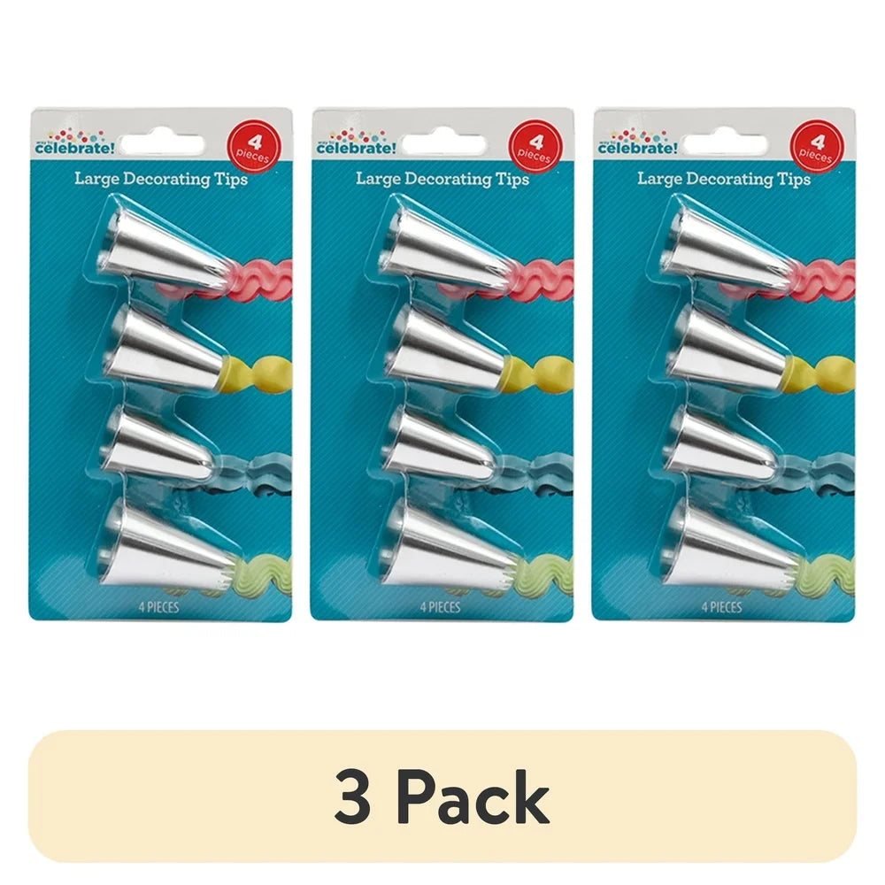 PDQCookie Tools 3 Pack Stainless Steel Decorating Tips Cakes
