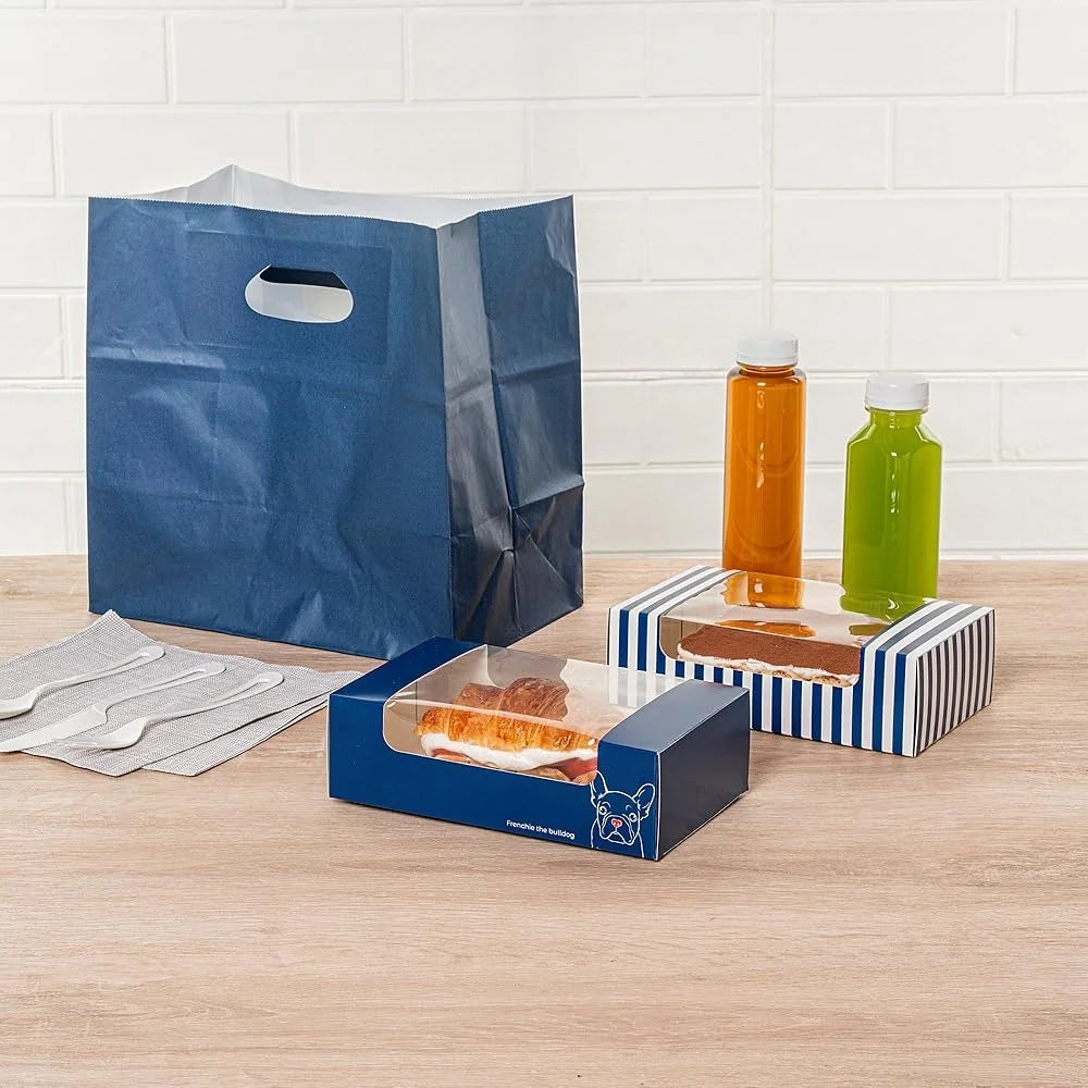 100 Disposable Pastry Boxes with Clear Window Easy Assembly Frenchie Paper Cookie Boxes Baked Goods Bakery Packaging