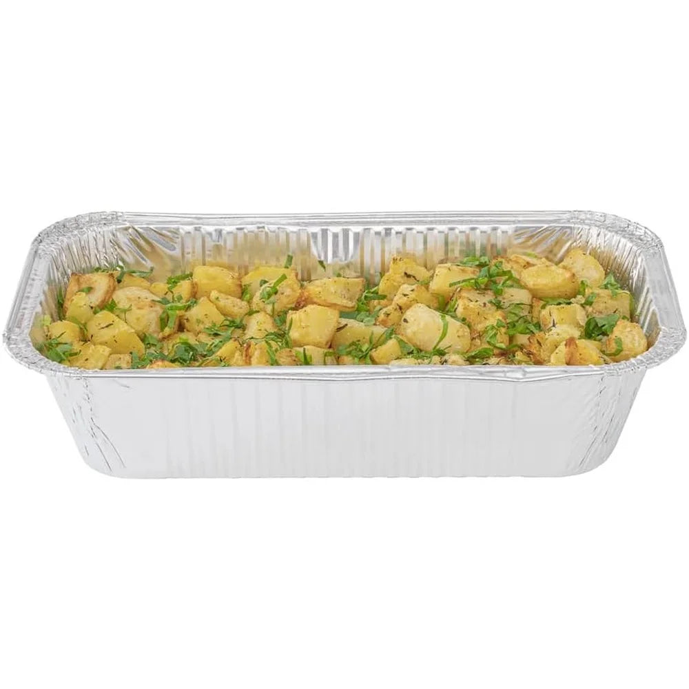 25 Pack Disposable Aluminum Loaf Pans 12.5 x 6.5 Inch Oven Safe Baking Trays No Mess Storage Easy Cleanup Perfect Leftovers