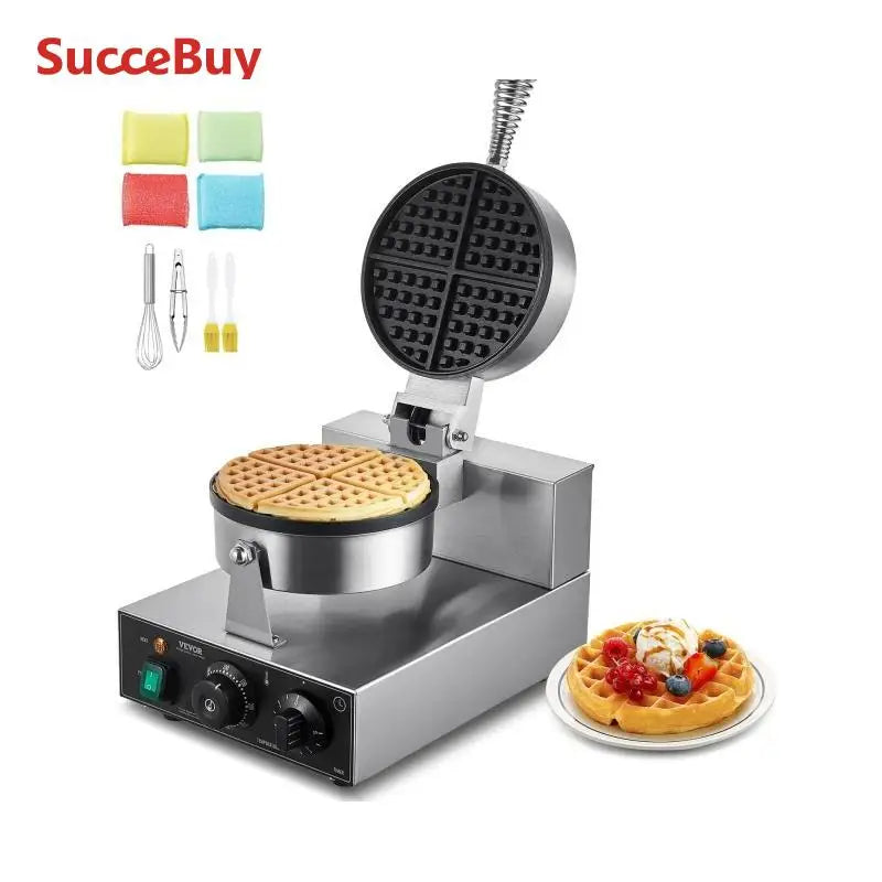 VEVOR Commercial Waffle Maker 1230W Round Waffle Iron