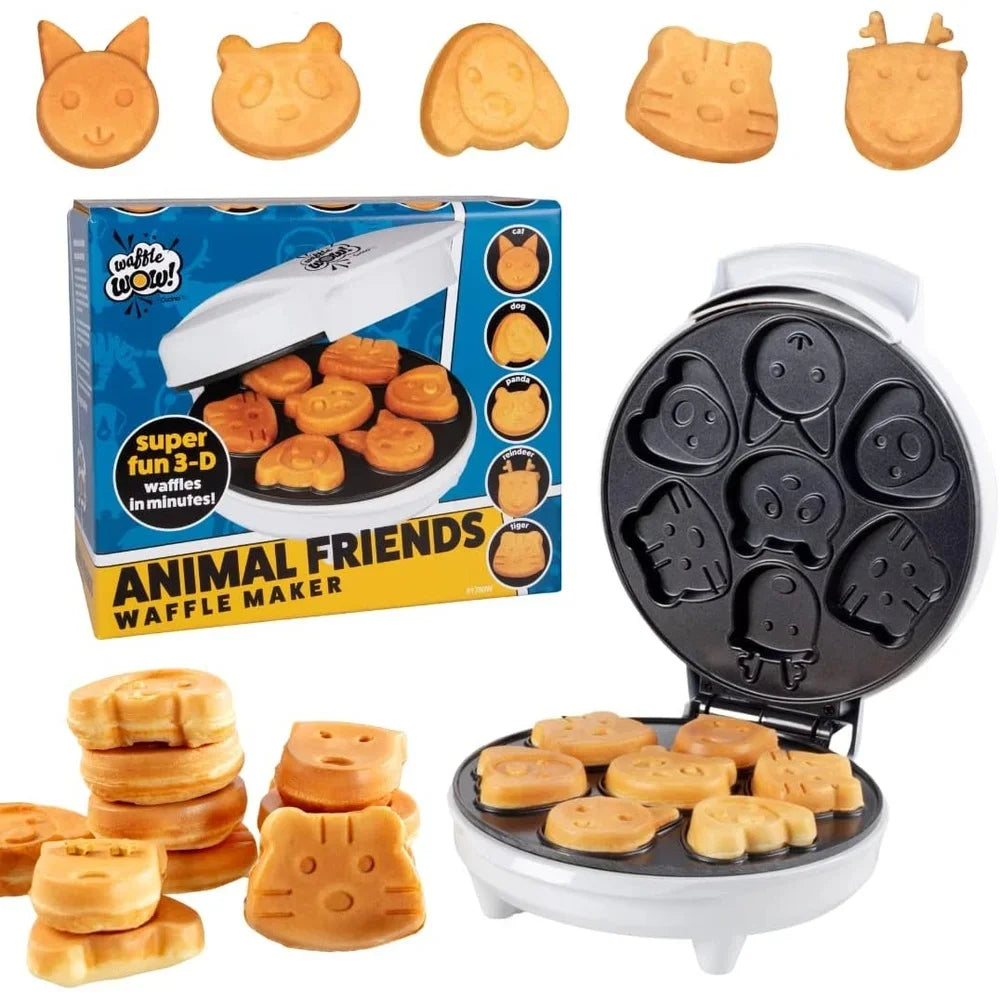 XMSJ Animal Mini Waffle Maker 7 Shapes Cat Dog Reindeer