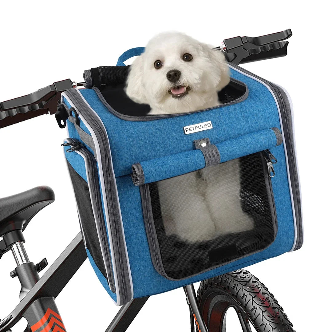Fuled Dog Cat Bike Basket Expandable Soft Sided Carrier