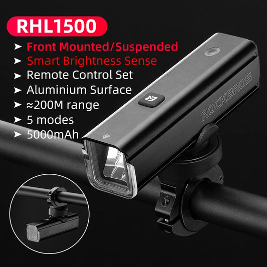 ROCKBROS 1500LM Bicycle Light With Smart Brightness Sensor