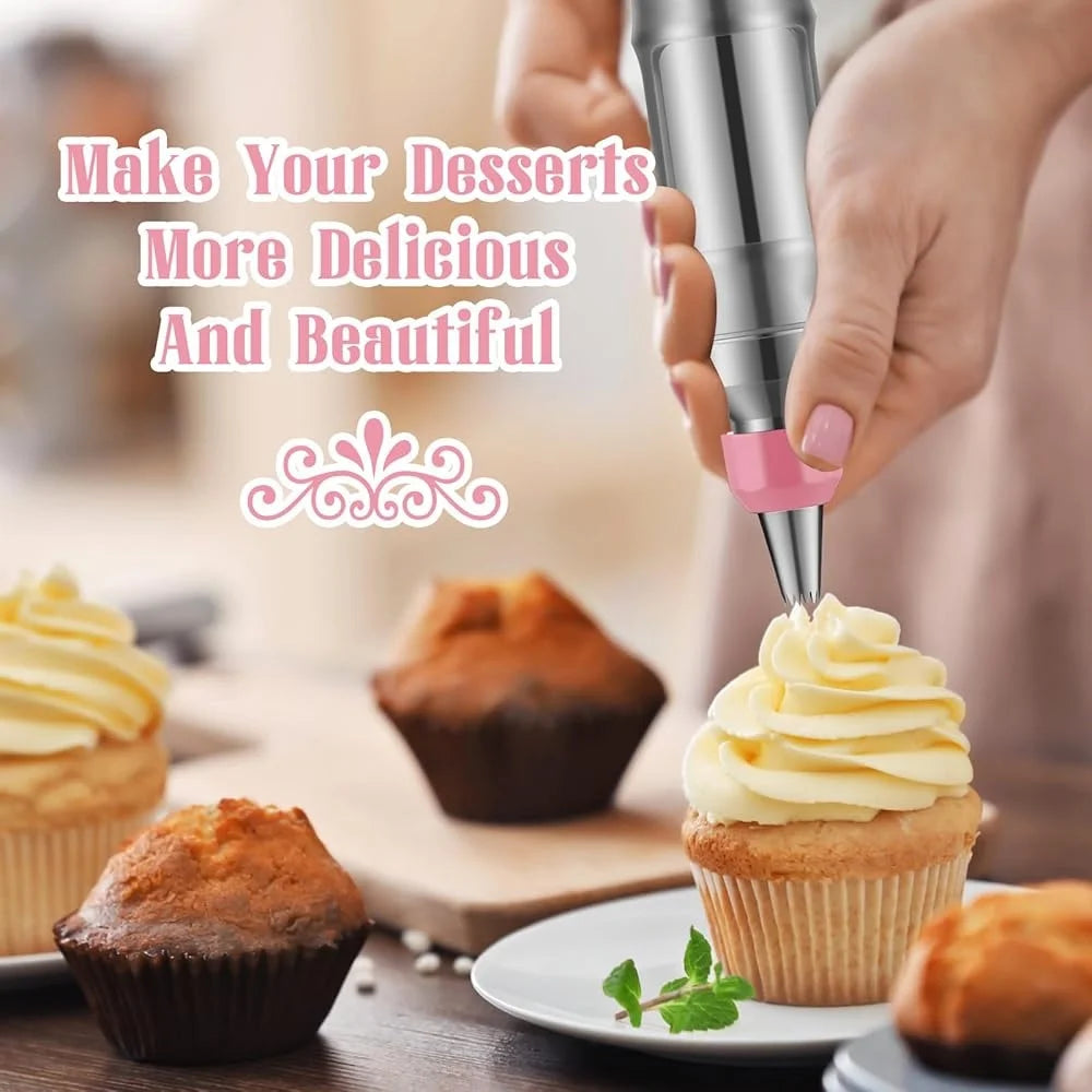 XMSJ Cake Decorating Syringe Set 3 Guns 6 Nozzles Scrapers