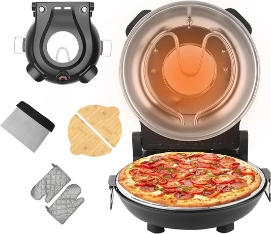 Stone Pizza Oven,12''Indoor Electric Pizza Maker,1200W Countertop Pizza Maker Machine with Dual Temp Control,Crispy Crust Pizzas
