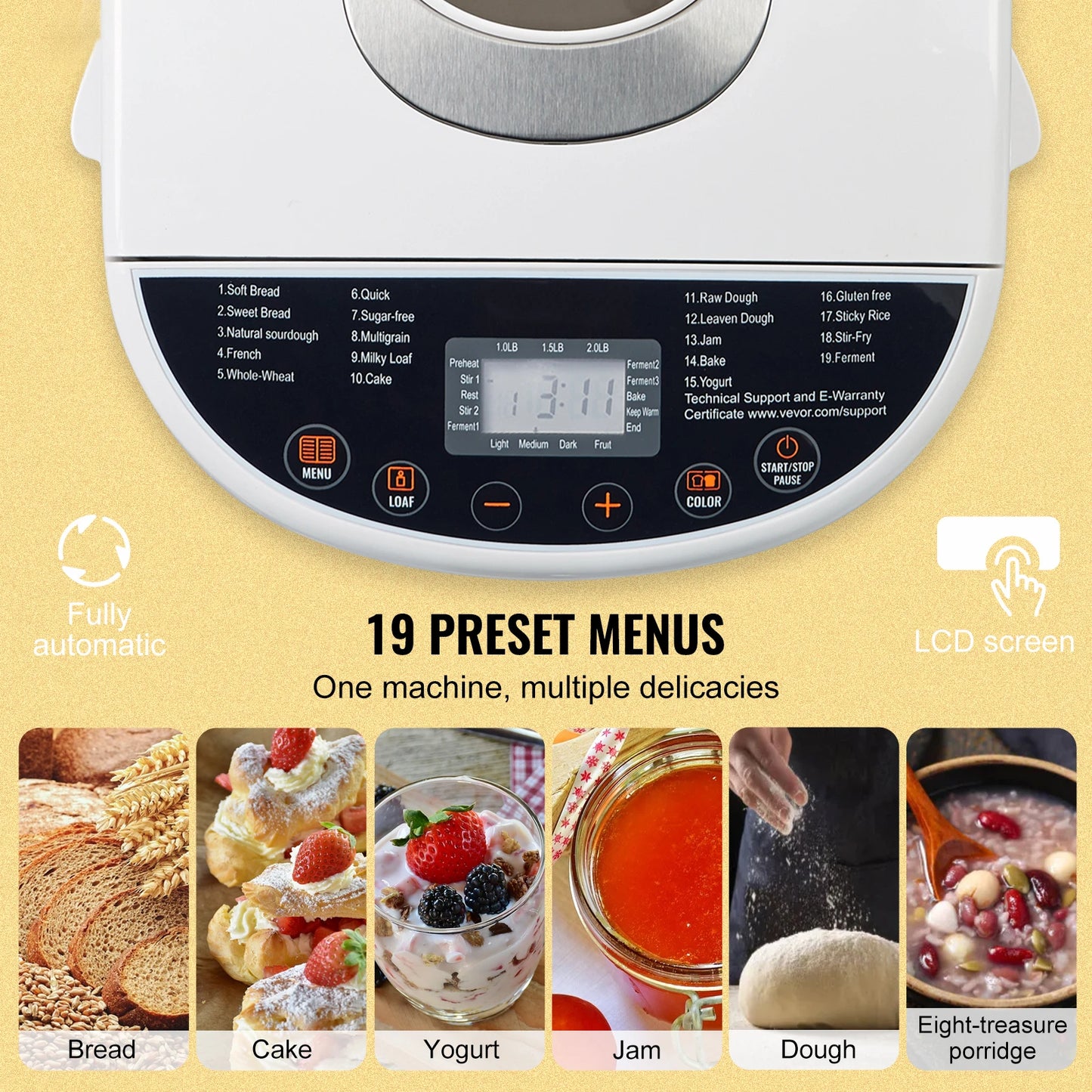 SucceBuy Bread Maker 19 In 1 Gluten Free Setting Automatic