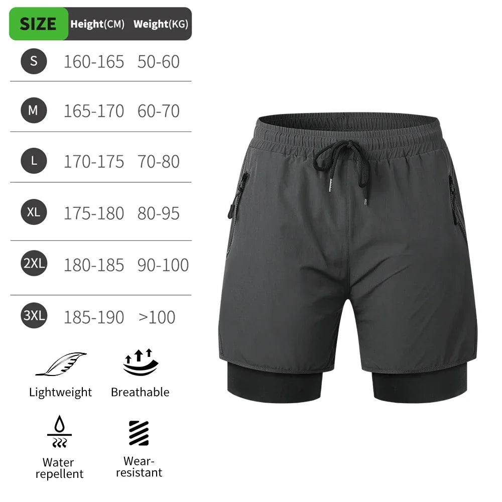 WOSAWECN MTB Shorts 2 In 1 Mountain Bike Padded Quick Dry