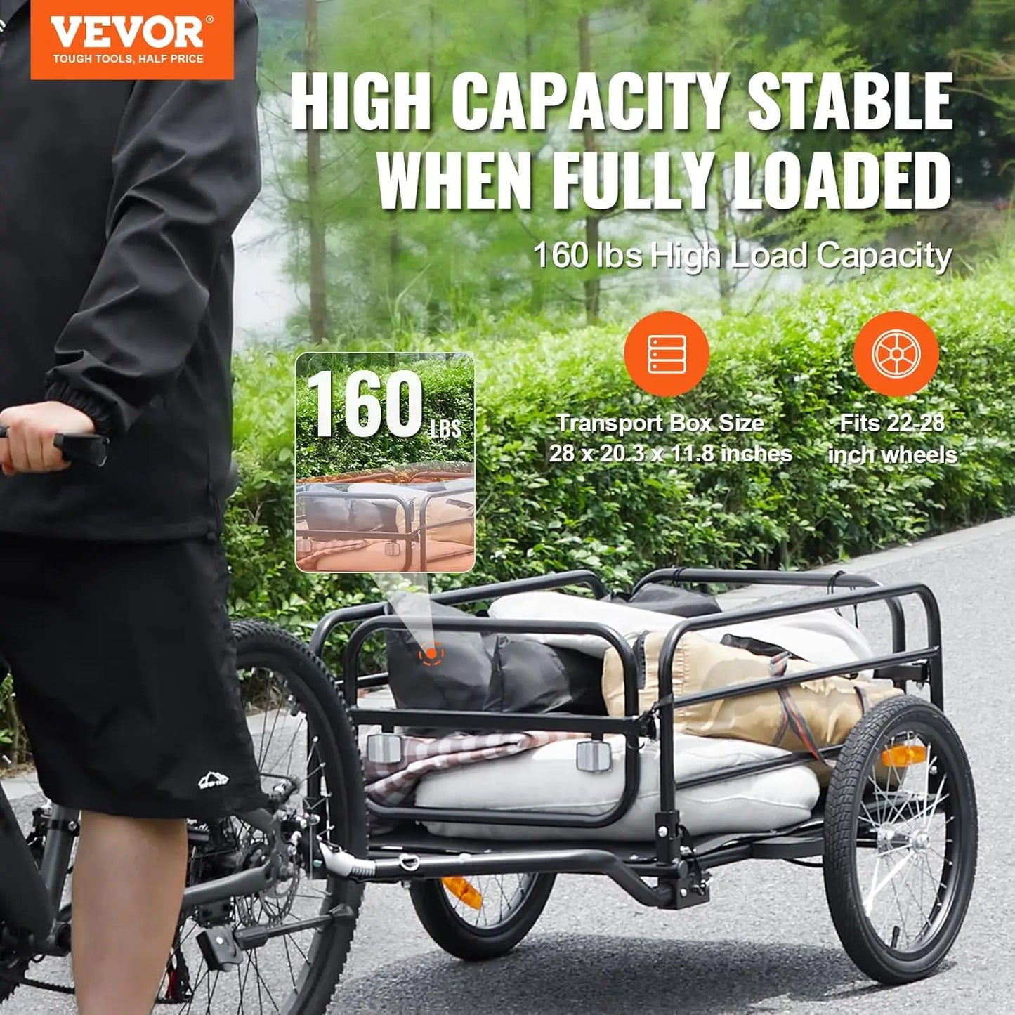 XMSJ Bike Cargo Trailer Heavy Duty Wagon With Hitch